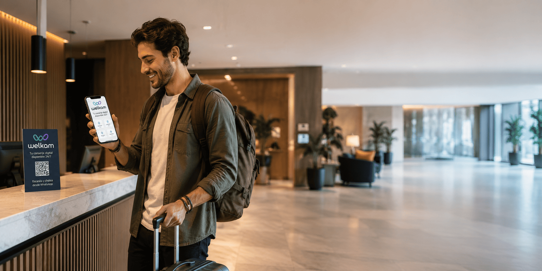Un viajero disfruta de un espacio de descanso en el hotel